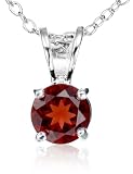 Sterling Silver 6mm Round Garnet Pendant, 18