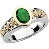 14K Two-Tone Gold Tsavorite and Diamond Ring