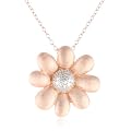 18k Rose Gold Plated Sterling Silver Two-Tone Flower Pendant Necklace, 18"