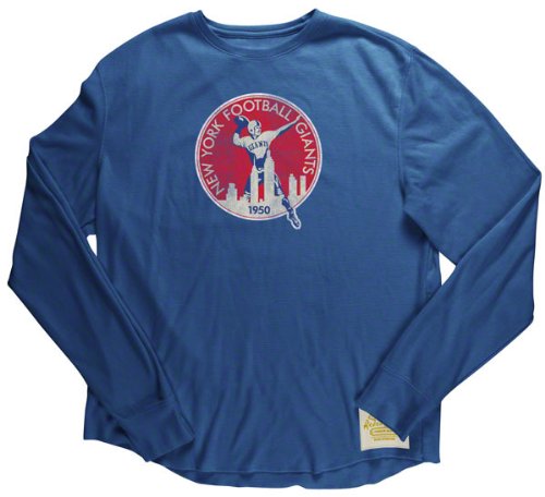Reebok New York Giants Royal Blue Bigger Better Retro Logo Long Sleeve Thermal T-shirt (Large)