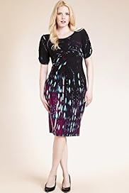 Plus Abstract Print Pleated Dress