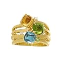 14K Gold Citrine, Blue Topaz, Peridot and Diamond Ring (2.77 ctw.)