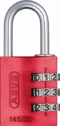 ABUS 145/30 C 30mm Body 3-Dial Resettable Combination Padlock, Red by Abus Lock USA