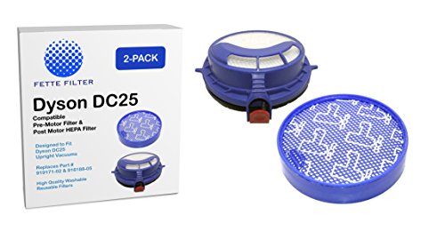 Dyson DC25 Compatible Prefilter and Post Motor HEPA Filter. Fits all DC25 Models - Compare to Part # 919171-02 and 916188-06