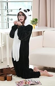 Skycastle(tm) High Quality Black Panda Cartoon Animal Shaped Winter Unisex One-piece Pajamas Hoodie Sleepwear Cosplay Costume(l)