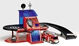 Dickie 203603801 - Fire Station, Feuerwehr-Station, battbetrieben mit Funktionen inklusive Auto mit Wasserpumpe, 80x35x35cm