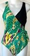 Alicia Simone Missy and Plus Size 1PC Tie Side Surplice Wrap Swimsuit Aqua Animal Print Sizes 8-24