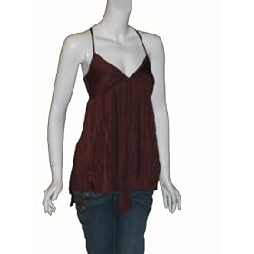 SWEETEES Adrienne Brown Silk Pleated Top