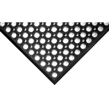 Wearwell Natural Rubber 474 WorkRite Anti-Fatigue Mat, for Dry Areas, 3' Width x 5' Length x 1/2" Thickness, Black