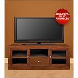 60" Single Drawer TV Stand with Contemporary Handles in Cherry