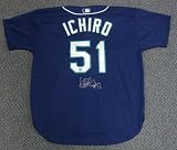 Ichiro Suzuki Autographed/Hand Signed Seattle Mariners Blue Jersey #51 Holo #3