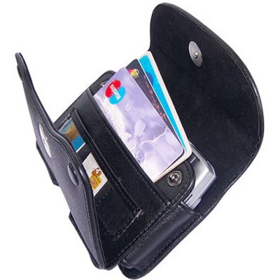 RIM BLACKBERRY 8900 CURVE (T-MOBILE) - 9630 TOUR - 8520 (T-MOBILE) - 9550 STORM 2 (VERIZON) - 9700 ONYX (T-MOBILE) - CURVE 8530 - BOLD 9650 Black Horizontal Elegant Faux Leather Pouch Cover Case With Card Slots and Belt Clip .[WCF6]
