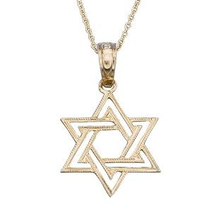 14k Gold Child Star Of David Pendant 15 In