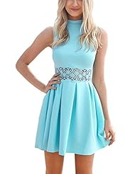 Sexy Cocktail Sleeveless Cotton Floral Print Lace Mesh Club Dress/Party Dress/Mini Dress 
