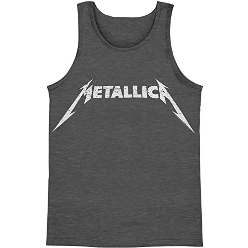 Metallica Men's Classic Logo Distressed Mens Tank Grey