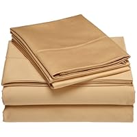 Luxury Manor Collection 800-Thread Count Solid Cotton Queen Sheet Set, Gold