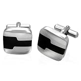 Urban Male Stainless Steel & Black Resin Mens Cufflinks