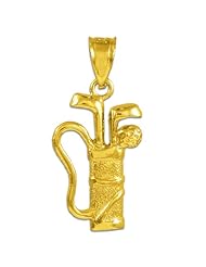 10k Gold Golf Bag Sports Charm Pendant