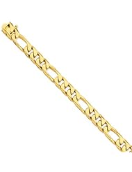 14k Yellow Gold 8in 9mm Hand-polished Figaro Link Chain Bracelet