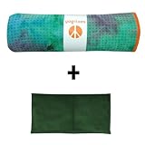 Seaburst Yogitoes mat size SKIDLESS yoga towel + green hband stretchy headband combo by Absolute Yogi