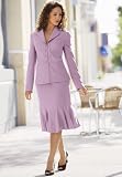 Apparel : Covered-Button Trim Skirt Suit