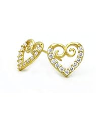 14K Gold Stud Earring Exquisite Heart Yellow Gold Earring
