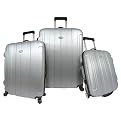 Rome 3-pc. Hard-Shell Spinning/Rolling Luggage Set - Sliver