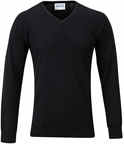 Maddins mens Maddins Mens V Neck Fully Fashioned Sweater Black M