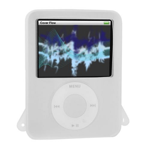 Apple iPod Nano 4GB 8GB 3rd Generation Accessory Kit - Clear Silicone Skin Case + Adjustable Sports Armband + Premium Reusable LCD Screen Protector with Lint Cleaning Cloth By Ikross