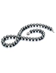 Sterling Silver Akoya Black Pearl Necklace , Cultured 7-8mm, Tahitian Look, AA Quality Great New Years Gift