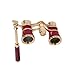HQRP Opera Glasses Burgundy with Gold Trim w/ Built-In Extendable Handle in HQRP Gift Box