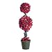 24 Pre-Lit Cranberry Berry Double Ball Topiary Tree With Clear Lights #H89080