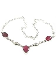 925 Sterling Silver CREATED RUBY Necklace, 16.88", 20.7g