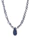 Sterling Silver Denim Color Freshwater Cultured Pearls With Pear Shape Kyanite Pendant Necklace, 18