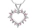 Pink Sapphire Heart Pendant with Diamonds in 14K White Gold with Chain