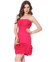 Strapless Sheath Natural   Waistline Lace Chiffon Cocktail Short  Dress