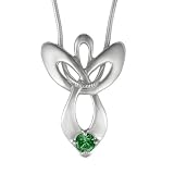 Sterling Silver May Birthstone Guardian Angel Pendant