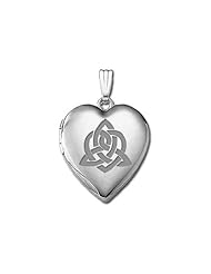 14k White Gold " Sisters Love " Hearts Locket 3/4 inch x 3/4 inch in Solid 14K White Gold