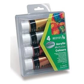 Reeves 4 x 75 ml Metallic Colours Acrylic Paint