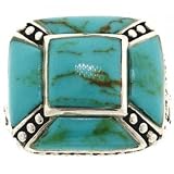 Ladies Sterling Silver Ring Turquoise Beaded & Engraved