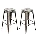 Adeco Gunmetal Silver 30 inch Metal Tolix Style Industrial Chic Chair Counter Stool Barstool, Set of Two