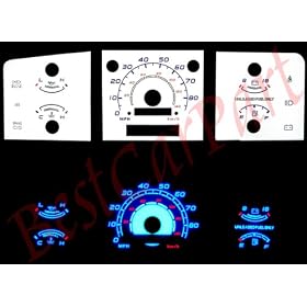 92-96 Ford F-150 w/o Tach WHITE GLOW GAUGES