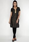 Block Printed Short Sleeve Black Kurta