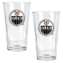 Edmonton Oilers 2pc Pint Ale Glass Set - Primary Logo NHL Hockey