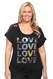 Torrid Plus Size Black Heart Love Foil Lace Back Tee