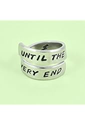 UNTIL THE VERY END - Hand Stamped Spiral Ring, Harry Potter Inspired Ring, Lightning Bolt Symbol Ring, Personalized Ring
