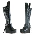 475-Sadie Knee High Wedge Heel Platform Boot With Tie Heel High Heel Shoes