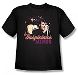Elvis - Suspicious Minds Youth T-Shirt In Black, Size: Medium (10-12), Color: Black