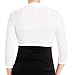 eVogues Women's White 3/4 Sleeve Cropped Bolero Shrug - 1X