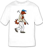 T-shirt with golfer, caddy, golf, dog
